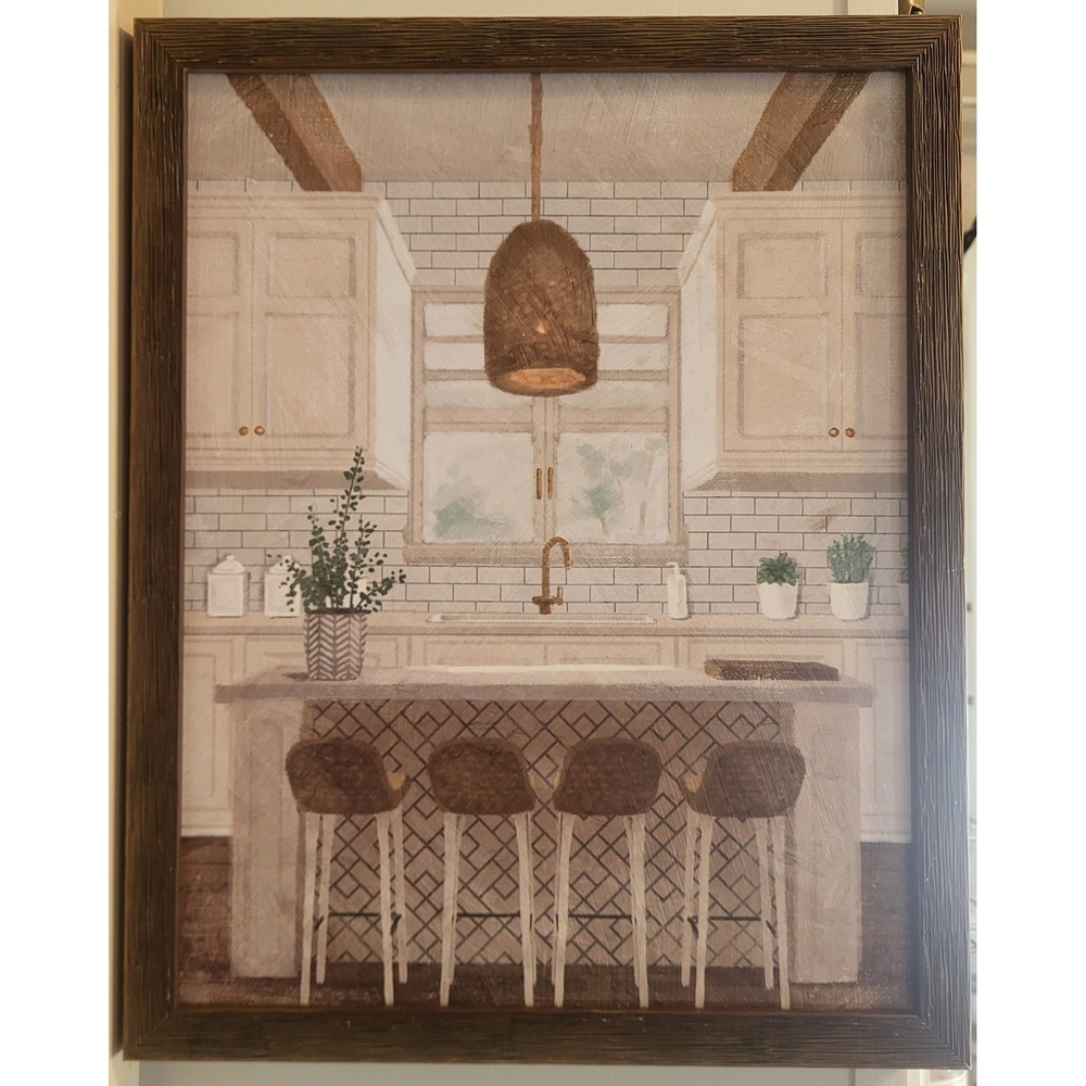 Kirkland's Framed Kitchen Art Print Modern Farmhouse Decor 15.5x11.5 Brown Frame